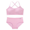 【New Arrivals】Teenage Girls Solid Bra And Panties Underwear Set Children 2025 Crisscross Soft Support Camisole&Bralette Kids Training Bra Sets. 