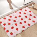 Strawberry Pattern Pink Door Mat Cute Floral Bowknot Entrance Rug Girly Home Decor Soft Non-Slip Welcome Carpet for Living Room.