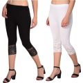black and white three quarter legging with lace. 