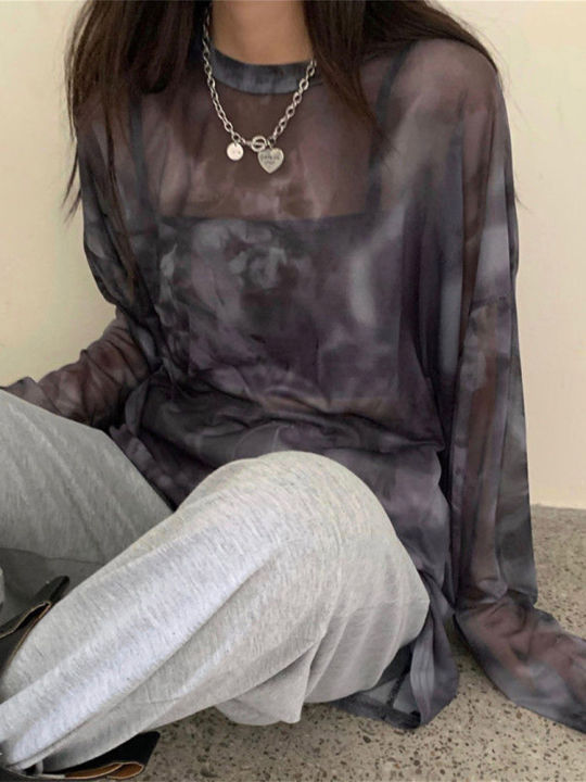 T-shirt%20Women%20Tie%20Dye%20Long%20Sleeve%20Ladies%20Spring%20Loose%20High%20Street%20Stylish%20Thin%20Leisure%20Minimalist%20Harajuku%20Ins%20Comfortable%20Chic%20-%20Image%204