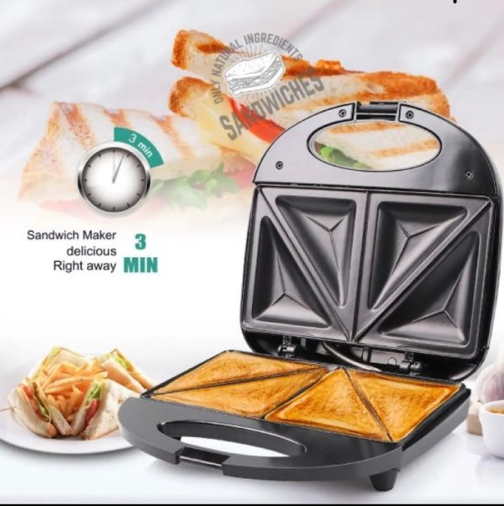 National Sandwich Maker 4-in-1 - Toaster, Waffle Iron, Contact Grill, Doughnut Maker - Removable Plates with Non-Stick Coating - Black - Stainless Steel - 750W