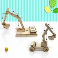DIY wooden hydraulic excavator model children's puzzle assembly toy wooden science experiment parent-child interaction. 