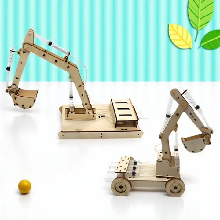 DIY%20wooden%20hydraulic%20excavator%20model%20children's%20puzzle%20assembly%20toy%20wooden%20science%20experiment%20parent-child%20interaction%20-%20Image%203