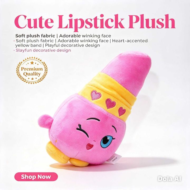 Cute Cartoon Plush Toy For Kids - Soft Pink Crayon Character Plush ...