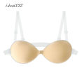 Invisible Adhesive Strapless Bra Backless Sticky Bra Push Up Silicone Bra for Women Wedding Thin Lingerie with Transparent Strap.