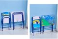 simple folding table and chair, baby cartoon portable activity table, study table, steel frame, children room, playroom furniture, Multicolor. 