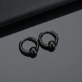 2pcs Stainless Steel Hoop Earrings For Men Small Circle Metal Ball Anti-allergic Ear Buckle Rock Hip Hop Artificial Jewelry. 