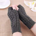Winter Fingerless Gloves for Women, Computer Short Warm and Extended Korean Style Half-Finger Knitted Flat Gloves.