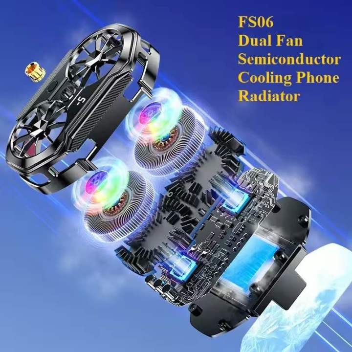 FS06%20Semiconductor%20Cooling%20Mobile%20Phone%20Cooler%20Radiator%20Dual%20Fans%20Digital%20Display%20for%20gaming%20and%20Live%20Streaming%20with%20Universal%20Wheel%20-%20Image%204