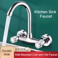 Wall Mounted Kitchen Mixer Tap Double Handle Kitchen Faucet Cold and Hot Water Tap 360 Rotation Sink Faucet Kitchen Accessories. 