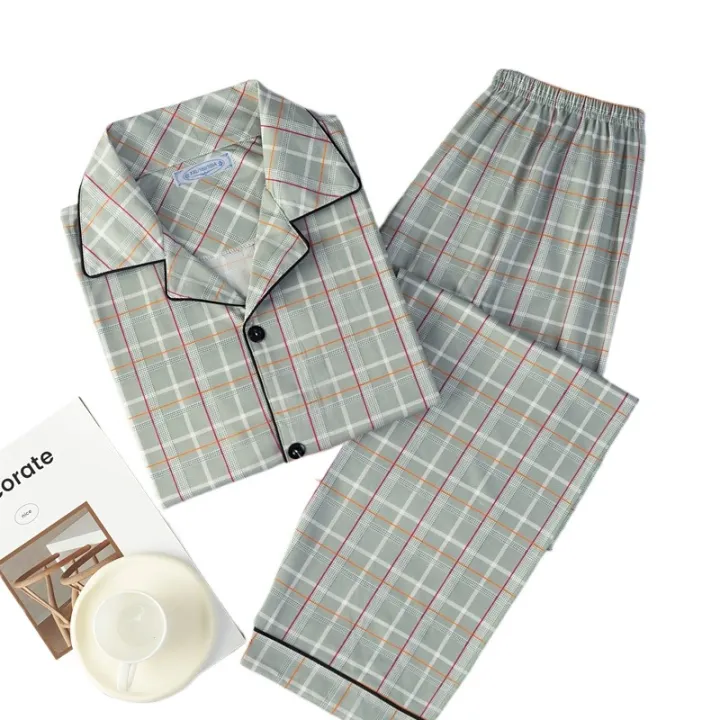 Plus%20Size%20Men%20Pyjamas%20Fall%20and%20Winter%20Plaid%20Simple%20Sleepwear%20Homewear%20Cardigan%20Button%20down%20Tops%20and%20Pants%20Nightwear%20Loungewear%20-%20Image%205