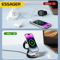 Essager 3 in 1 Magnetic Wireless Charger Bracket for Apple Watch Airpods 15W Fast Charge Dock Station for iPhone 15 14 13 12 Pro.