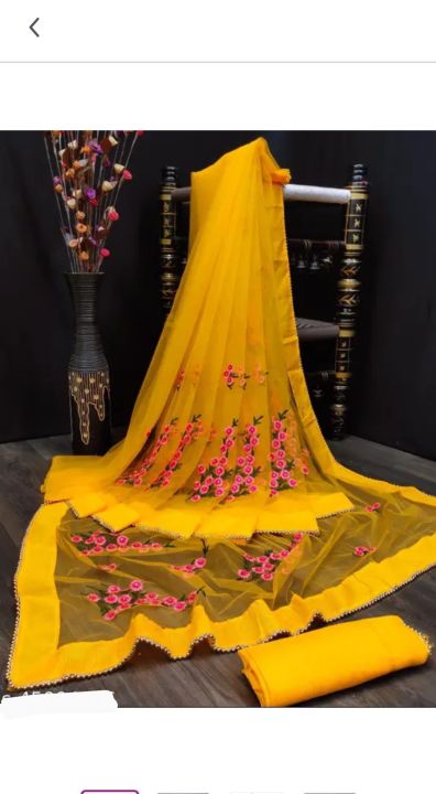 Bollywood%20Fabric%20Net%20Saree%20Women's%20Indian%20Style%20Party%20Wear%20Dress%20Material%20with%20Blouse%20Piece%20-%20Image%205