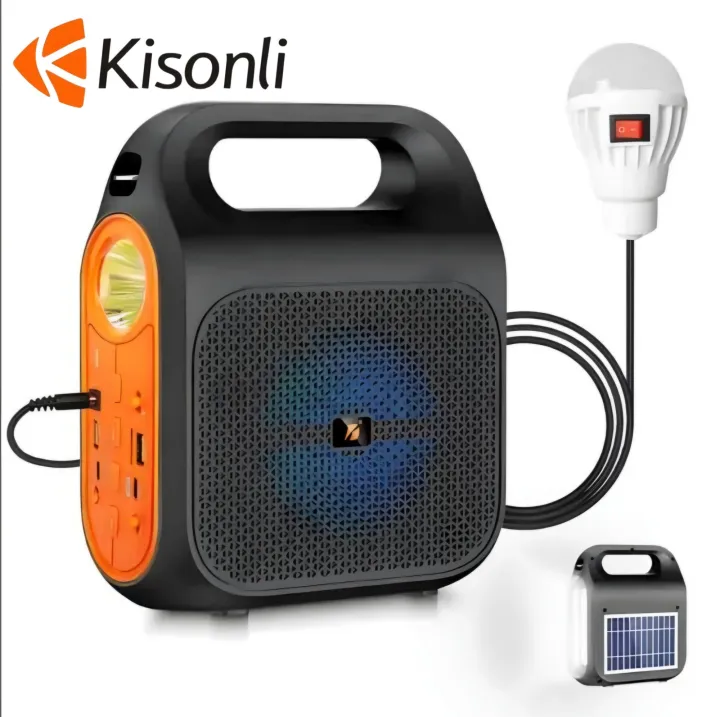 Kisonli KTS 1837 Portable Bluetooth Speaker 4 Inch with LED Light FM ...