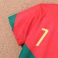 2025 Youth and Children Red and Green Splicing Color No. 7 Legend Quick-drying Sports Football Suit Set.