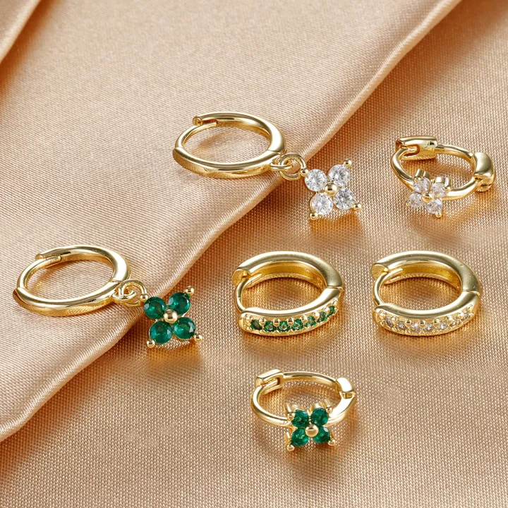 3PCS%20New%20Design%20Multicolor%20Crystal%20Hoop%20Earrings%20Set%20For%20Women%20Zircon%2018K%20Gold%20Plated%20Circle%20Huggie%20Earring%20Piercing%20Jewelry%20-%20Image%203