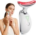 Facial Massager, 7 Color Face and Neck Massager for Skin Care at Home, Portable Beauty Skin Care Tools, White. 