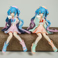 Anime Hatsune Miku Anime figure Pink dress Sitting posture PVC model action toys Cherry pink cherry blossom decorations. 