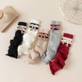 2026 Girls American Preppy Style Knitted Leg Warmers Striped Kids Leg Warmers with Bow Decor Autumn Winter Warm Leggings. 