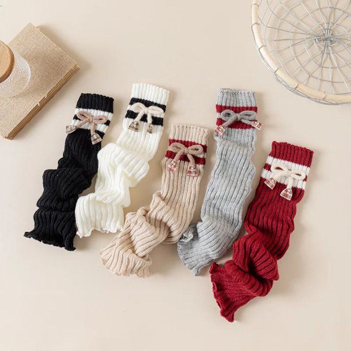 2026%20Girls%20American%20Preppy%20Style%20Knitted%20Leg%20Warmers%20Striped%20Kids%20Leg%20Warmers%20with%20Bow%20Decor%20Autumn%20Winter%20Warm%20Leggings%20-%20Image%204