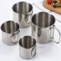 Stainless Steel Camping Cup 250/350/500/700ml Portable Mountaineering Cups With Foldable Handle Outdoor Water Mug Drinkware. 