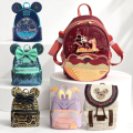 Loungefly Disney Mickey Mouse Ear Pu Leather Women's Backpack Castle Cosplay Leisure Travel Bag Mini Children's Schoolbag.
