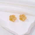 High Quality Stainless Steel Golden Five Leaf Flower Stud Earrings for Women Girls Fashion Waterproof Lucky Clover Jewelry Gifts. 