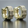 Hip Hop Sparkling Geometry Round Zircon Hypoallergenic Earrings for Men Women Fashion Cool Punk Rock Party Daily Wear Jewelry. 