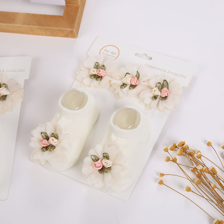 2Pcs/Set%20Ins%20Cream%20Chiffon%20Flower%20Headbands%20with%20Cotton%20Socks%20for%20Baby%20Girls%20Boutique%20Flower%20Anti-Slip%20Short%20Cotton%200-12M%20Sock%20-%20Image%203