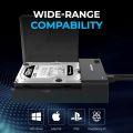 USB 3.0 to SATA External Hard Drive Lay-Flat Docking Station (model EC-DFFN or similar) with a WUSB 3.0 to SATA External Hard Drive Lay-Flat Docking Station (model EC-DFFN or similar) with a W-t-ern Digestern Digital (W-D) Green 14TB hard drive inserted. .