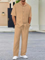 (Shirt+Pants) 2024 Summer  Men Fashion Classic Shirt men Business Casual Shirts Men A Set Of Clothes. 