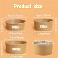 10/20PCS Kraft Paper Round Bowls Disposable Lunch Bento Bowls with Lids Meal Prep Salad Noodles Bowls Party Fries Fast Box. 