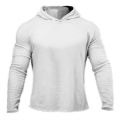 Plain Mens Hooded Running T-shirts Autumn Cotton Fitness Long Sleeve Hoodies Breathable Workout Gym Clothing Sports Muscle Shirt.