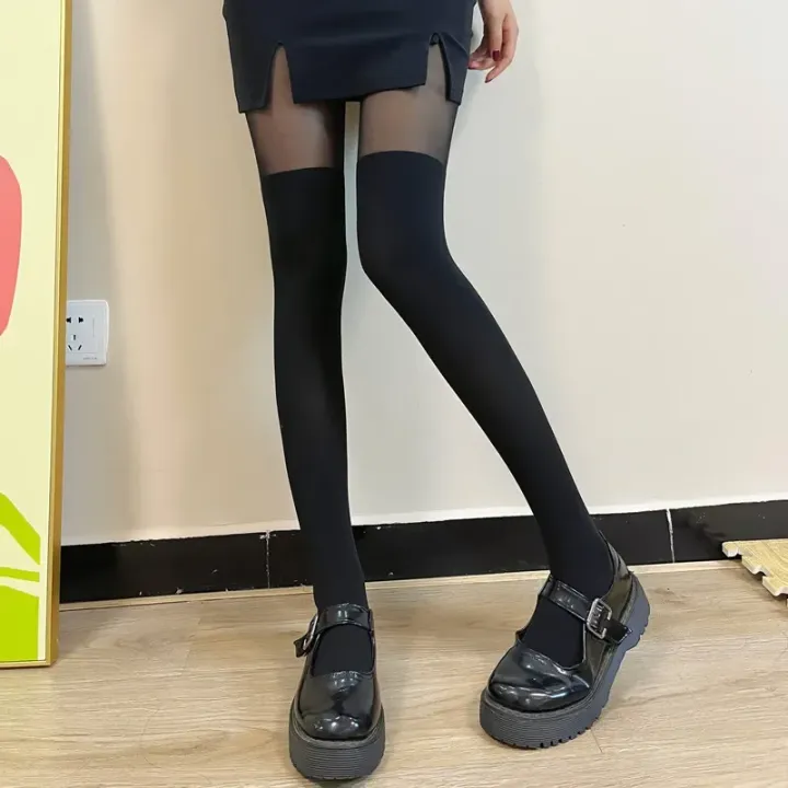Women%20Tights%20Pantyhose%20Patchwork%20Sheer%20Black%20Thigh%20High%20Stockings%20Tights%20Women%20Female%20Hosidery%20Over%20Knee%20Stripe%20Pantyhose%20-%20Image%203
