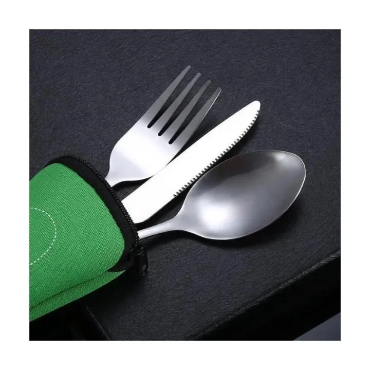 7/3%20Pcs%20Stainless%20Steel%20Outdoor%20Camping%20Tableware%20Set%20Of%20Pieces%20Western%20Food%20Steak%20Knife%20Fork%20Spoon%20Creative%20Cloth%20Bag%20Portable%20-%20Image%203