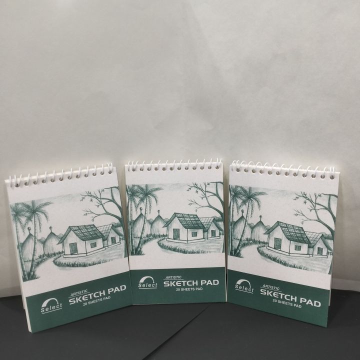 Select Spiral Small SKETCH NOTE PAD  pack of 3 - 20 Sheets Each