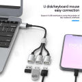 1 In 3 Out USB Type C HUB Car Usb Splitter Cable Multifunction Adapter Cord Charging Cable 4 Port for iPhone Android Smart Phone.