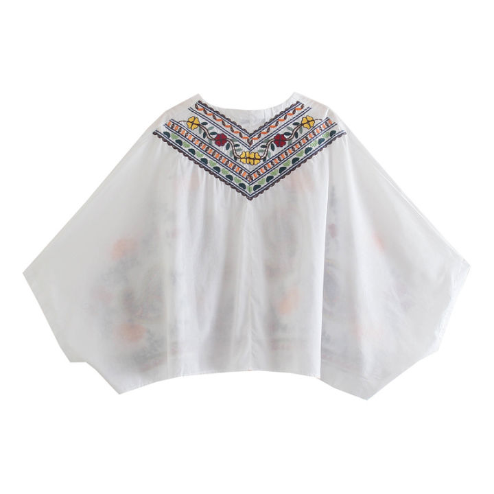 European%20And%20American%20Style%20Autumn%20New%20Women%20Clothing%20V-neck%20Loose%20Retro%20Heavy%20Embroidery%20Bat%20Shirt%20Top%20Skirt%20Street%20Style%20Suit%20-%20Image%202