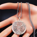 Stainless Steel Witchcraft Vortex Necklace Silver Color Viking Triskelion Celtic Knot Spiral Triskele Necklace Jewelry N7062S02.