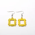 Classic TV Show Friends Earrings Yellow Photo Frame Drop Earrings For Women Cosplay Jewelry Accessories. 