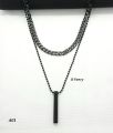 Men 3D Spiral Rectangle Cool Vertical Pendant Necklace with Neck Chain  for Men Women. 