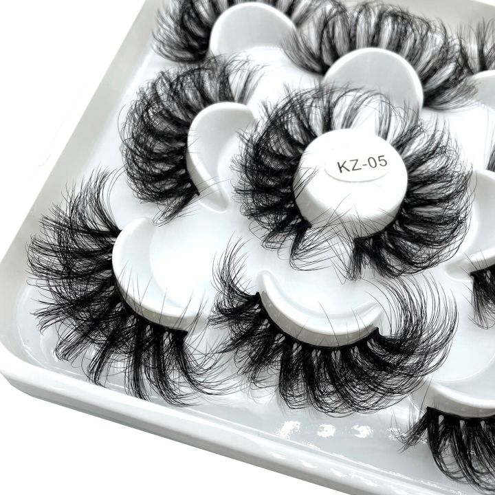 GROINNEYA 5 Pairs 3D Mink Lashes Soft Dramatic Fluffy 3D Mink False Eyelashes Thick Wispy Natural Mink Lashes False Eyelashes