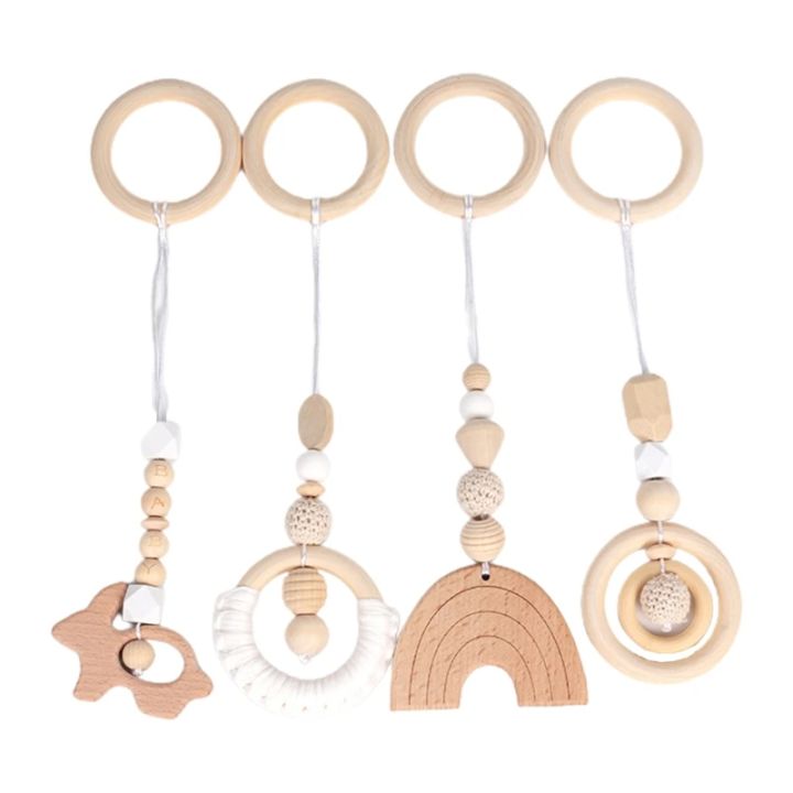 4%20Pcs/Set%20Baby%20Teething%20Nursing%20Rattle%20%20Play%20Gym%20Frame%20Stroller%20Hanging%20Pendants%20Wooden%20Ring%20Teether%20Molar%20-%20Image%202
