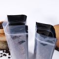 Zipper lock coffee bean bag coffee bag clear front plastic bag Black back stand up pouch (50 PCs). 