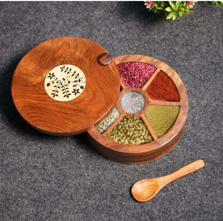 Musar Box Wooden Masala Box 21 cm | Daraz.com.np
