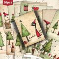 20 Pieces of Vintage Cute Animal Christmas Tree Star Cards, Vintage Journal Paper, Gift Cards. 