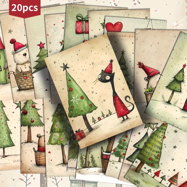 20%20Pieces%20of%20Vintage%20Cute%20Animal%20Christmas%20Tree%20Star%20Cards,%20Vintage%20Journal%20Paper,%20Gift%20Cards%20-%20Image%203