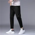 Men's Streetwear Skinny Solid Color Blue Black Jeans Korean Stretch Soft Classic Casual Denim Trousers Nine Lengths Pants. 