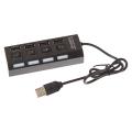 4 Port USB Hub, usb 2.0 hi-speed Hub, Black Color, Data Transfer Speed up to 5GBPs, Fast Transmission,. 