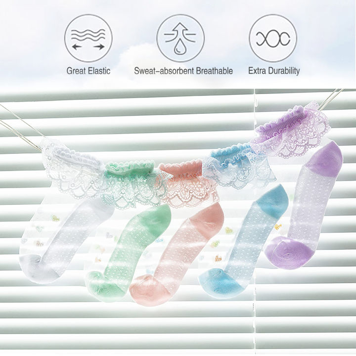 Girls%20socks,%20Ruffles%20Ankle%20Socks%20Transparent%20Silk-%205%20Pack%20Thin%20Lace%20Mesh%20Sheer%20socks%20for%20Toddler%20Girls(3-16%20Years)%20-%20Image%205